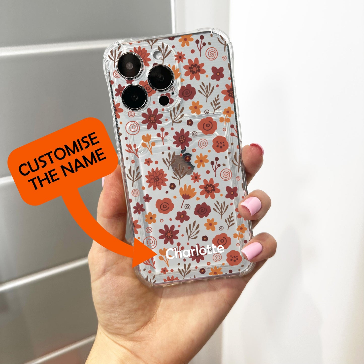 Earthy Warm Floral Card Holder Phone Case for iPhone 17 16 15 14 13 12 11 11 Pro Max Mini 7 8 XR XS X Wallet Shockproof Phone Cover