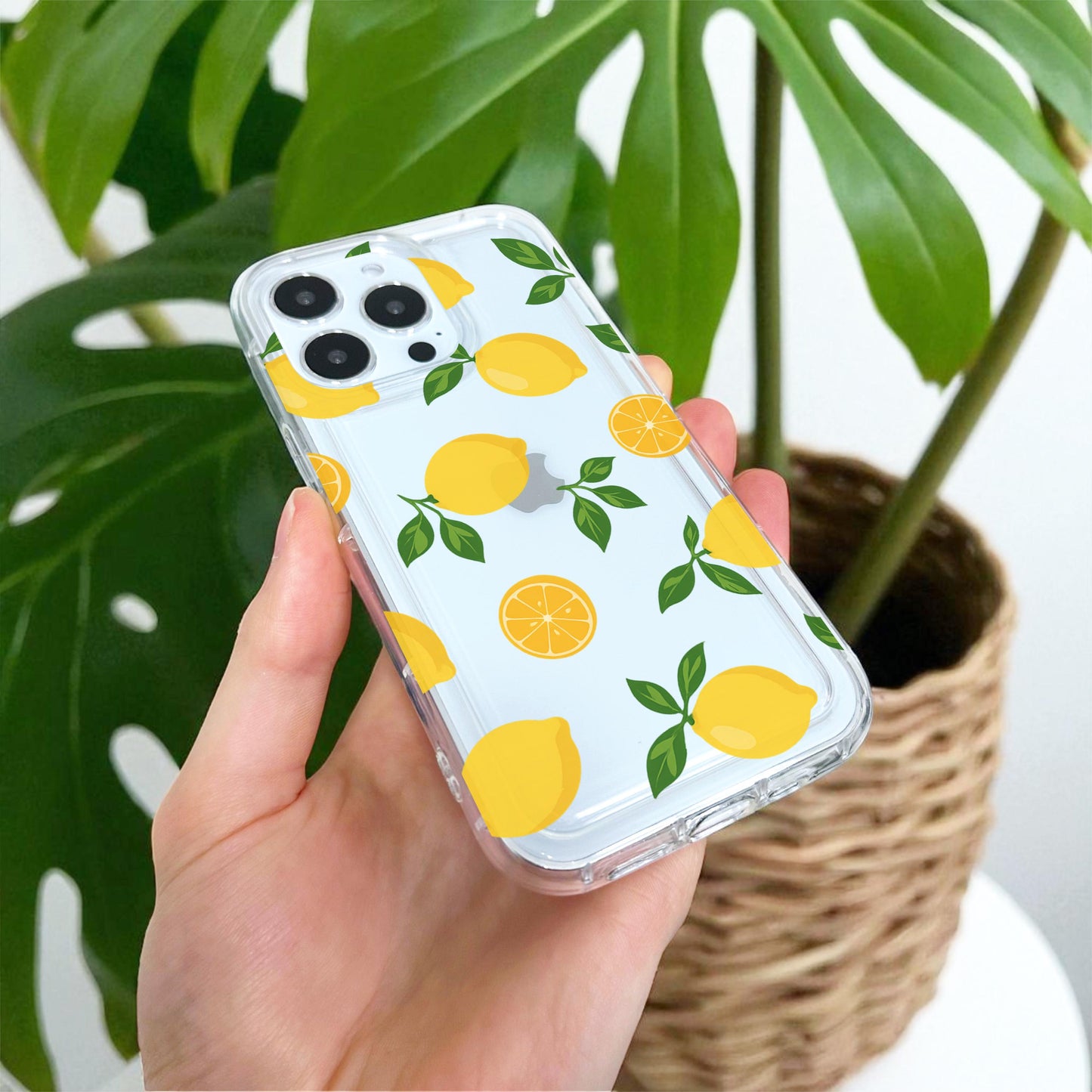 Lemon Fruit Pattern Clear Phone Case for iPhone 17 16 15 14 13 12 11 11 Pro Max Mini 7 8 XR Shockproof Silicone Phone Cover with Custom Name