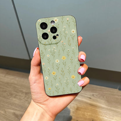Green Wild Flower Floral Phone Case for iPhone 17 16 15 14 13 12 11 11 Pro Max Mini 7 8 XR XS X Shockproof Phone Cover