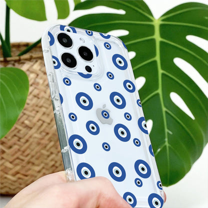 Evil Eye Pattern Clear Phone Case for iPhone 17 16 15 14 13 12 11 11 Pro Max Mini 7 8 XR XS X Shockproof Silicone Phone Cover Custom Name