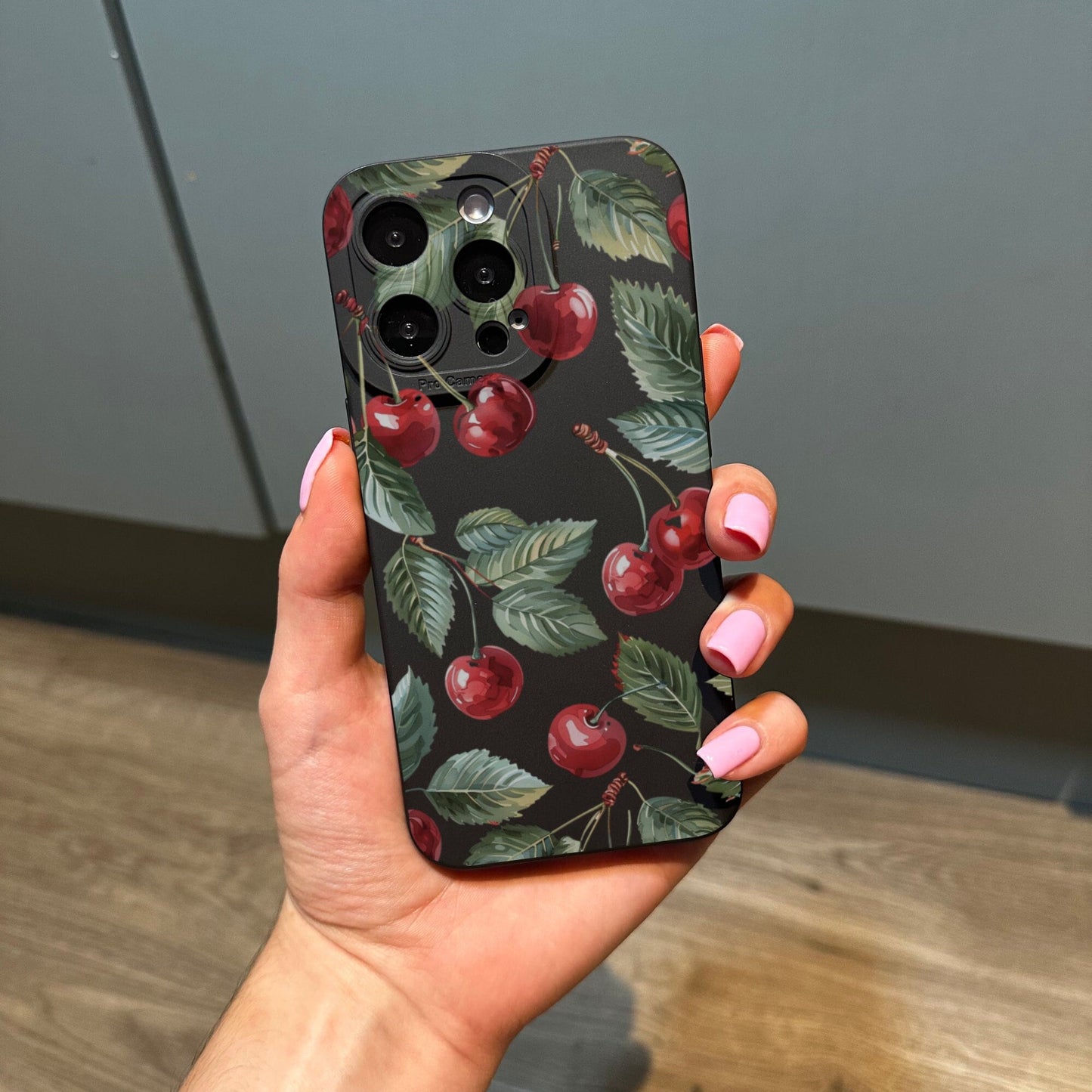 Cherry Print Phone Case for iPhone 17 16 15 14 13 12 11 11 Pro Max Mini 7 8 XR XS X Shockproof Phone Cover with Customised Name