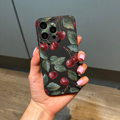 Cherry Print Phone Case for iPhone 17 16 15 14 13 12 11 11 Pro Max Mini 7 8 XR XS X Shockproof Phone Cover with Customised Name