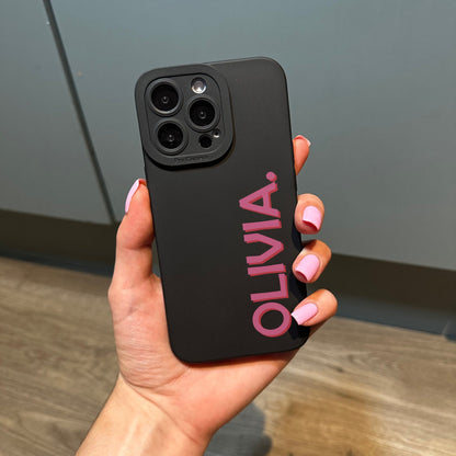 Personalised Name Black Phone Case with Modern Name for iPhone 17 16 15 14 13 12 11 11 Pro Max Mini 7 8 XR XS X Shockproof Cover Customised