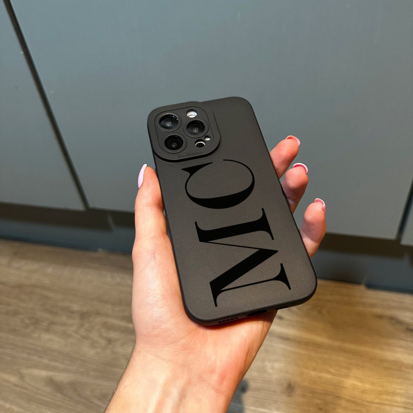 Personalised Large Initial Black Phone Case for iPhone 17 16 15 14 13 12 11 11 Pro Max Mini 7 8 XR XS X Shockproof Phone Cover Monogram Case