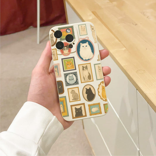 Cute Circus Cat Clown Kitten Beige Phone Case for iPhone 17 16 15 14 13 12 11 11 Pro Max Mini 7 8 XR XS X Shockproof Phone Cover Custom Name