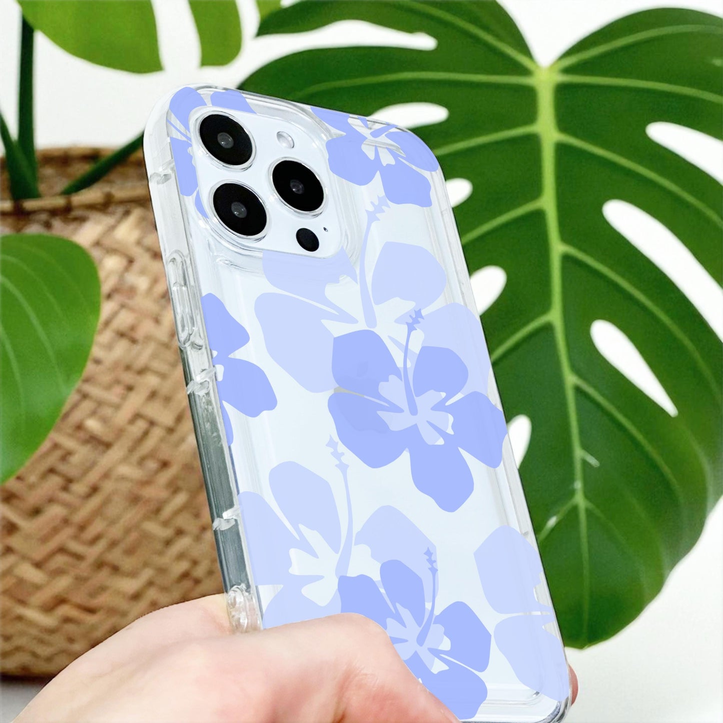 Hawaiian Aloha Flowers Summer Clear Phone Case for iPhone 17 16 15 14 13 12 11 Pro Max Mini 7 8 Shockproof Silicone Phone Cover Custom Name