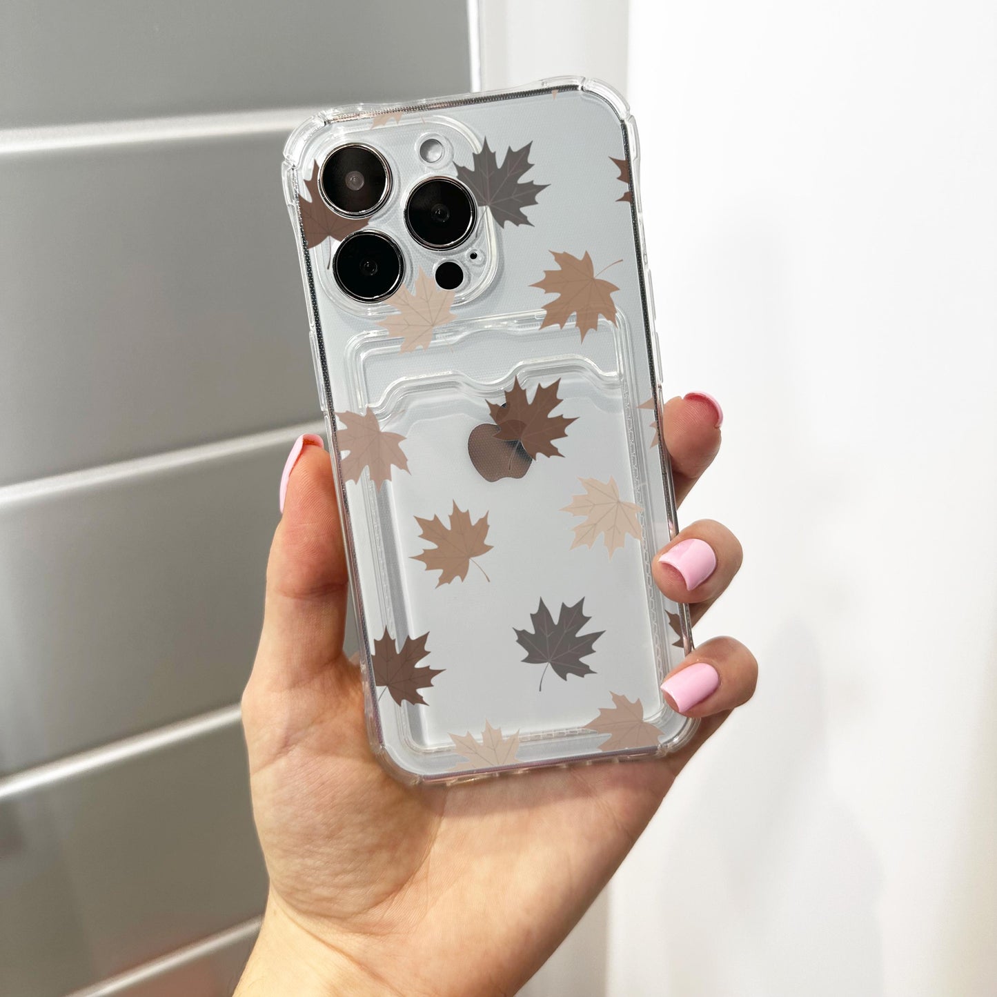 Maple Leaf Autumn Fall Card Holder Phone Case for iPhone 17 16 15 14 13 12 11 11 Pro Max Mini 7 8 XR X Wallet Shockproof Phone Cover Custom