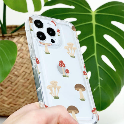 Mushroom Funky Clear Phone Case for iPhone 17 16 15 14 13 12 11 11 Pro Max Mini 7 8 XR X Shockproof Slim Phone Cover with Customised Name