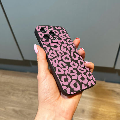 Pink Leopard Print Phone Case for iPhone 17 16 15 14 13 12 11 11 Pro Max Mini 7 8 XR X Shockproof Phone Cover With Custom Name Animal Print