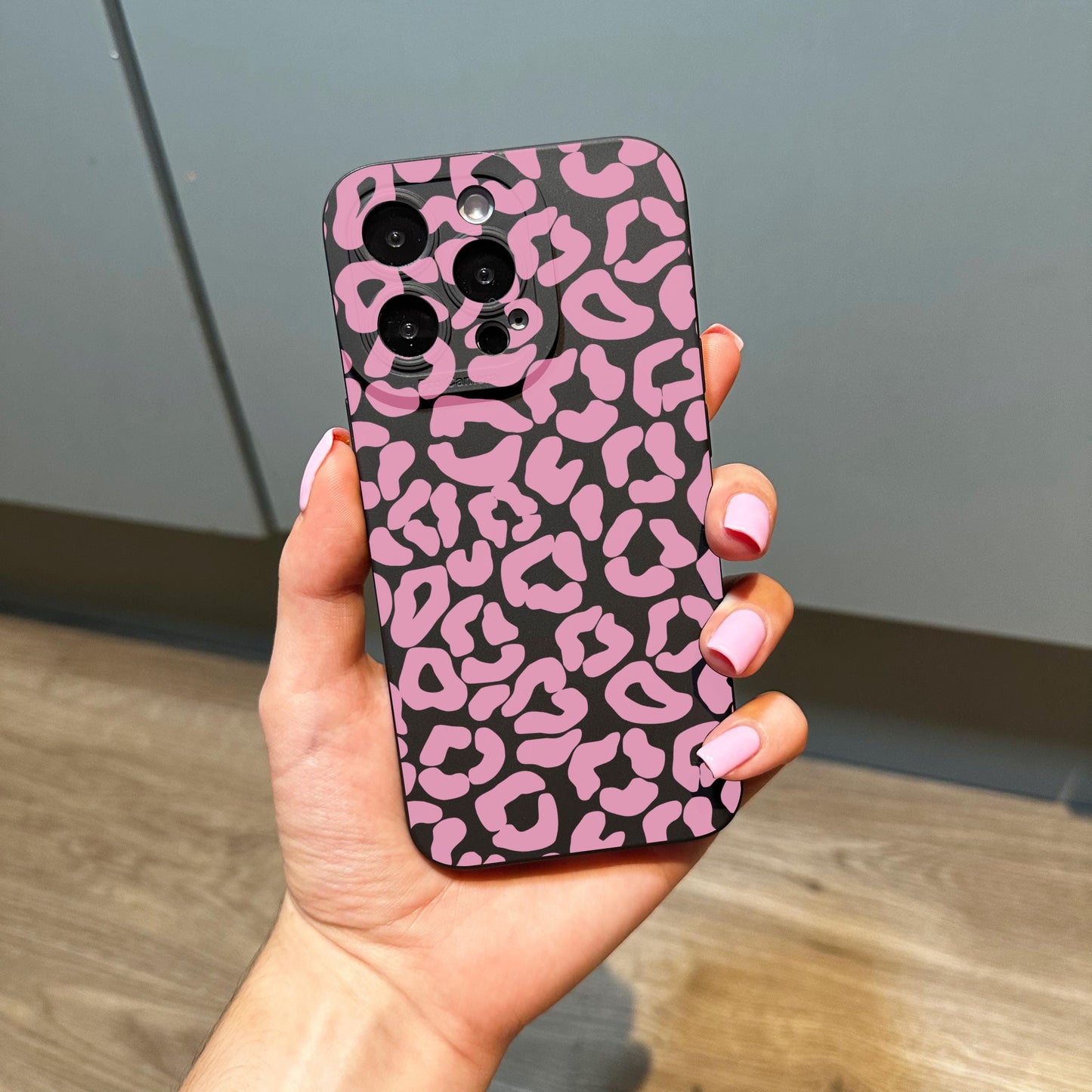 Pink Leopard Print Phone Case for iPhone 17 16 15 14 13 12 11 11 Pro Max Mini 7 8 XR X Shockproof Phone Cover With Custom Name Animal Print