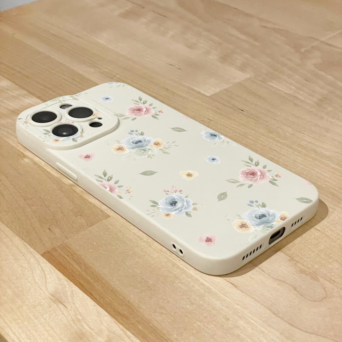 Pastel Floral Beige Phone Case for iPhone 17 16 15 14 13 12 11 11 Pro Max Mini 7 8 XR XS X Shockproof Phone Cover with Custom Name