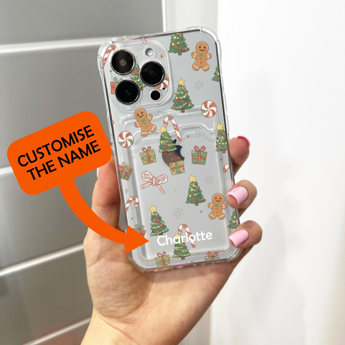 Christmas Tree Gingerbread Card Holder Phone Case for iPhone 17 16 15 14 13 12 11 11 Pro Max Mini 7 X Wallet Shockproof Phone Cover Custom