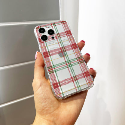 Plaid Tartan Red Green Card Holder Phone Case for iPhone 17 16 15 14 13 12 11 11 Pro Max Mini 7 XR Wallet Shockproof Phone Cover Custom Name