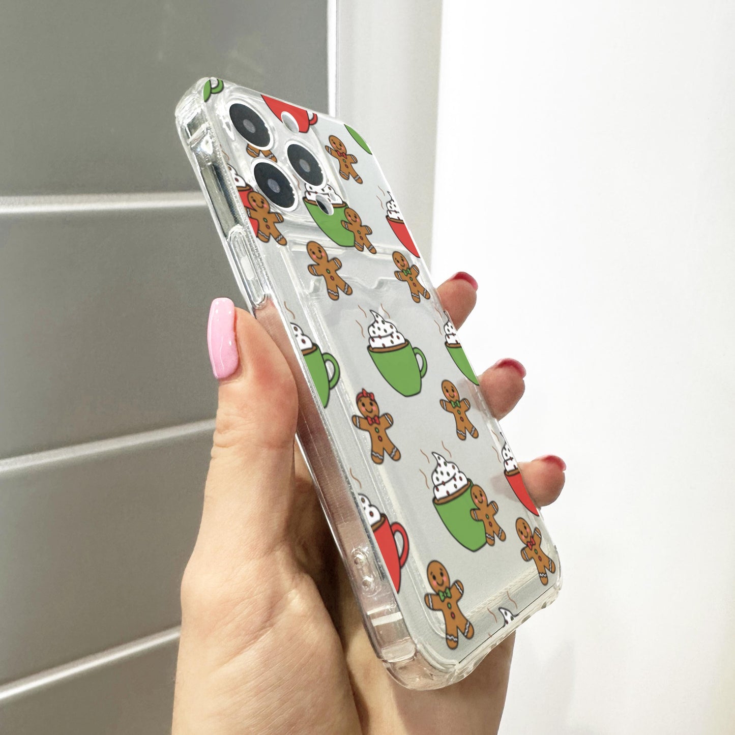 Gingerbread Man Drink Card Holder Phone Case for iPhone 17 16 15 14 13 12 11 11 Pro Max Mini 7 8 XR X Wallet Shockproof Phone Cover Custom