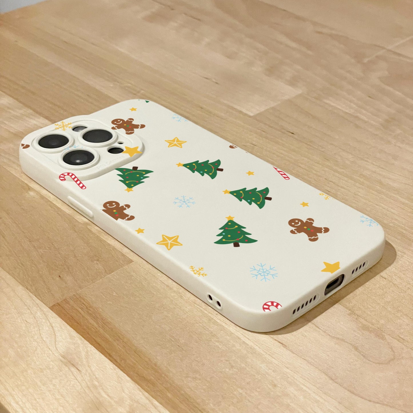 Christmas Tree Star Candy Cane Beige Phone Case for iPhone 17 16 15 14 13 12 11 11 Pro Max Mini 7 8 XR X Shockproof Phone Cover Custom Name