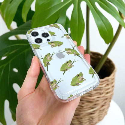 Frog Pattern Clear Phone Case for iPhone 17 16 15 14 13 12 11 11 Pro Max Mini 7 8 XR X Shockproof Slim Phone Cover with Customised Name