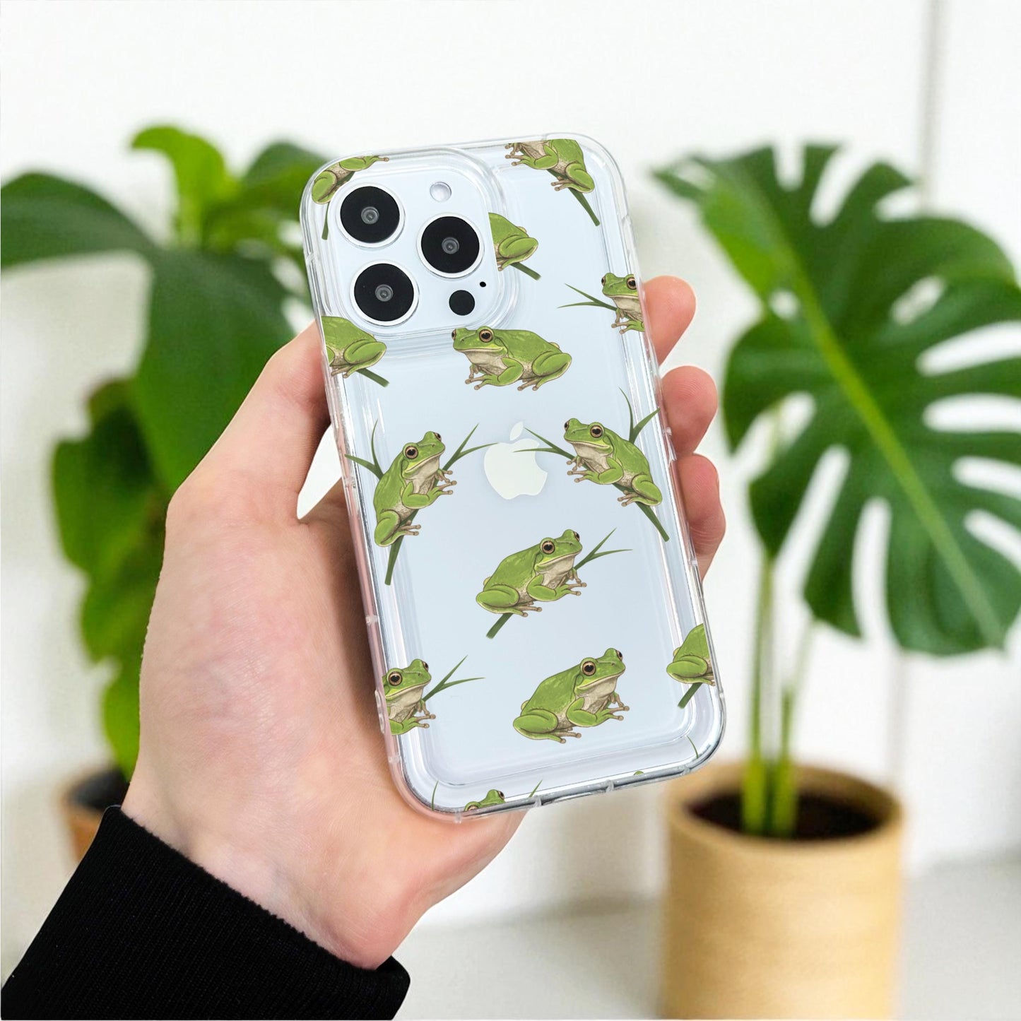 Frog Pattern Clear Phone Case for iPhone 17 16 15 14 13 12 11 11 Pro Max Mini 7 8 XR X Shockproof Slim Phone Cover with Customised Name