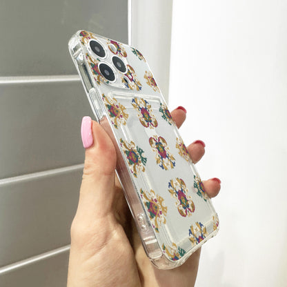 Ornate Baroque Revival Clear Card Holder Phone Case for iPhone 17 16 15 14 13 12 11 11 Pro Max Mini 7 XR XS X Wallet Shockproof Phone Cover