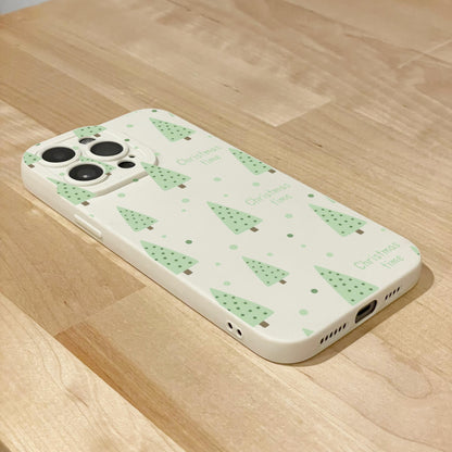 Christmas Tree Beige Phone Case for iPhone 17 16 15 14 13 12 11 11 Pro Max Mini 7 8 XR XS X Shockproof Phone Cover with Custom Name