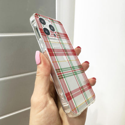 Plaid Tartan Red Green Card Holder Phone Case for iPhone 17 16 15 14 13 12 11 11 Pro Max Mini 7 XR Wallet Shockproof Phone Cover Custom Name