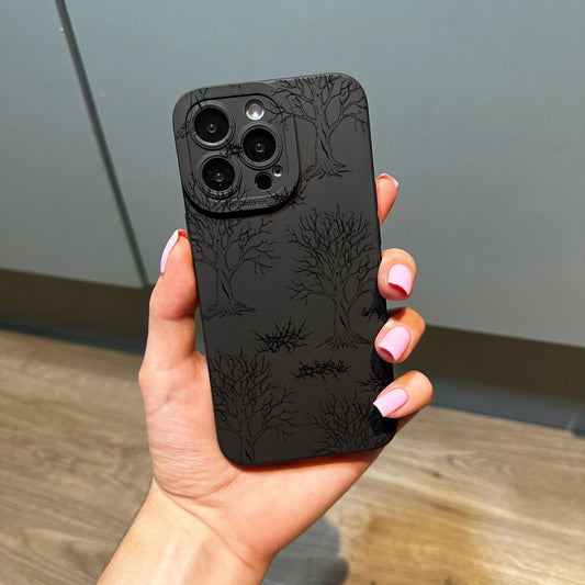 Black Barren Woodland Tree Gothic Phone Case for iPhone 17 16 15 14 13 12 11 11 Pro Max Mini 7 8 XR XS X Shockproof Phone Cover with Custom