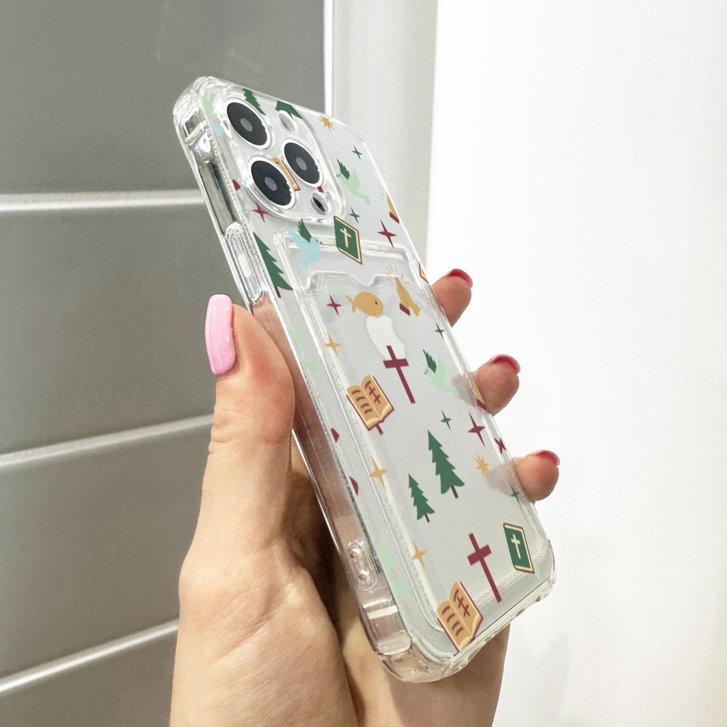 Christian Religious Card Holder Phone Case for iPhone 17 16 15 14 13 12 11 11 Pro Max Mini 7 8 XR XS X Wallet Shockproof Phone Cover Custom