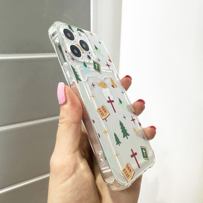 Christian Religious Card Holder Phone Case for iPhone 17 16 15 14 13 12 11 11 Pro Max Mini 7 8 XR XS X Wallet Shockproof Phone Cover Custom